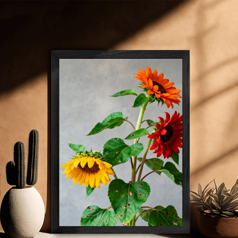 Reproduction d'art encadrée noire, "La vitalité des fleurs d'été", H 11 po x l 9 po