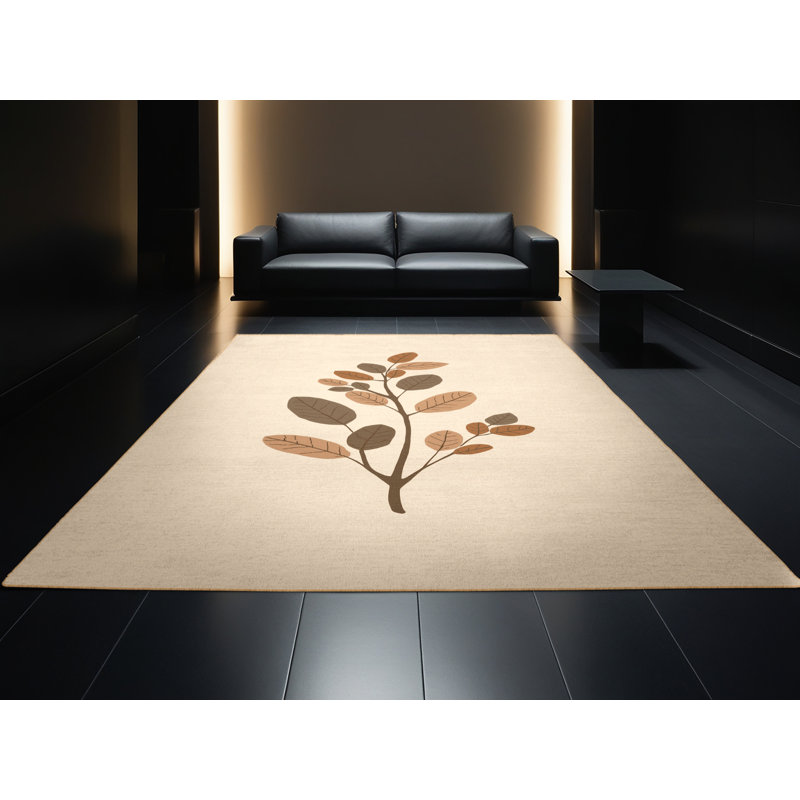 Soft Plush Findley Thanksgiving Modern & Contemporary Abstract Area Rug in Beige – LightBrown Binding, 2x5