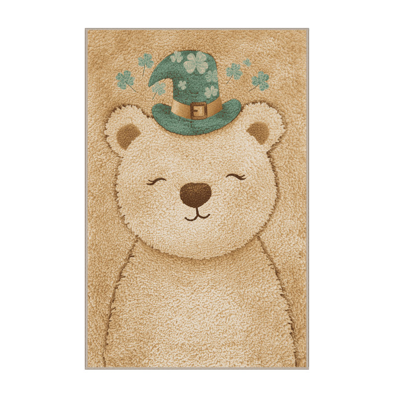 Soft Plush Escarcega St Patties Modern & Contemporary Abstract Area Rug in Beige – Beige Binding, 6x9