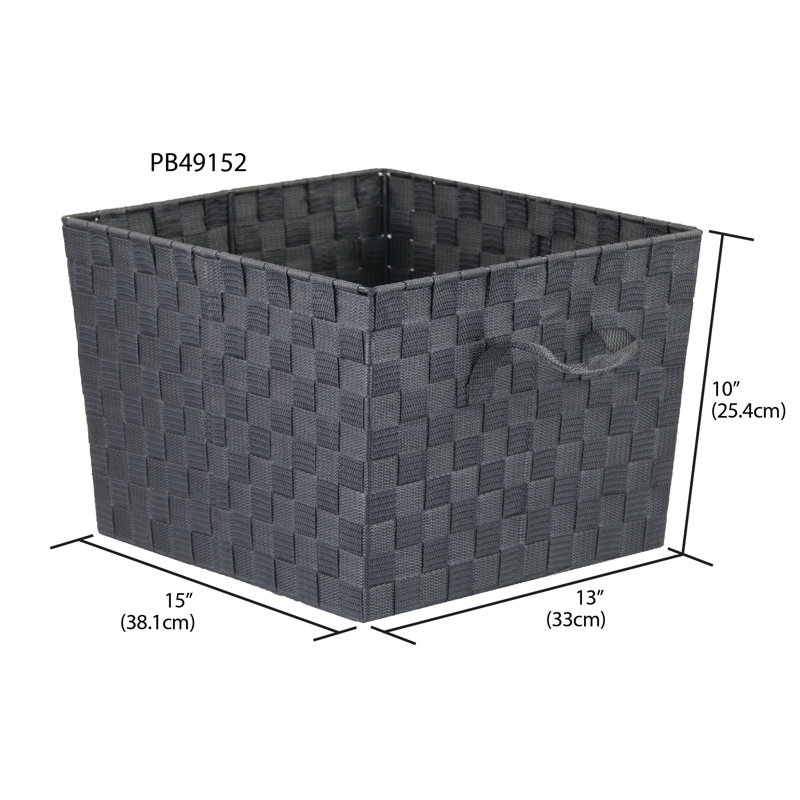 Panier en tissu à sangle moyenne, H 10 po x l 15 po x P 13 po, gris