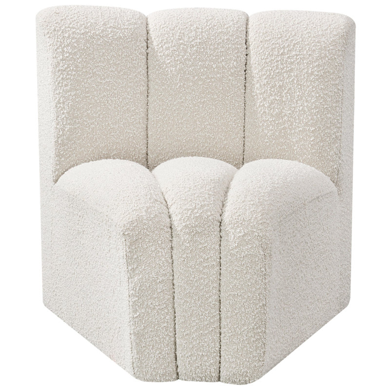 Chaise d'appoint rembourrée Iyahna, Tissu crème bouclé