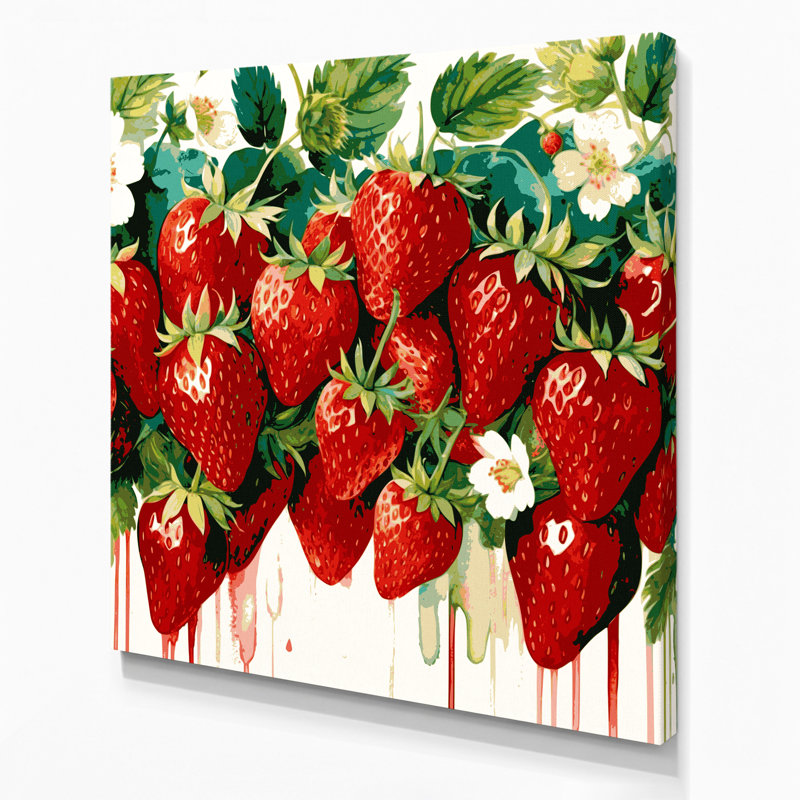 Fruit, fraise, art mural sur toile beige