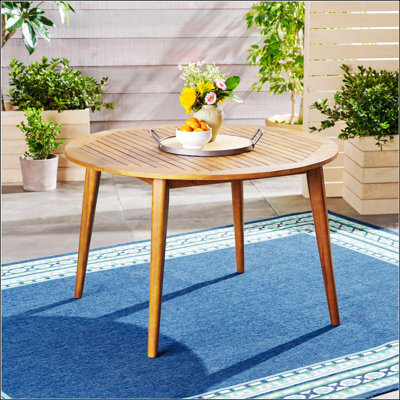 Table de salle à manger d'extérieur en bois d'acacia de 47 pouces STAMFORD, durable et élégante pour les cours et les patios modernes