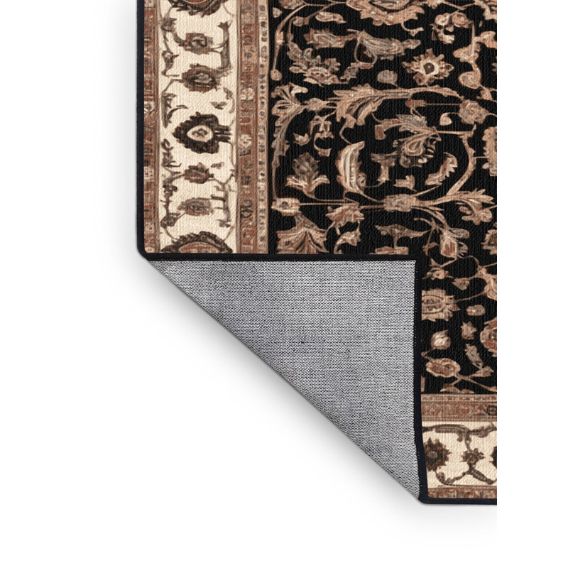 Machine Washable Persian Brown Area Rug, Rectangle 6' x 9'