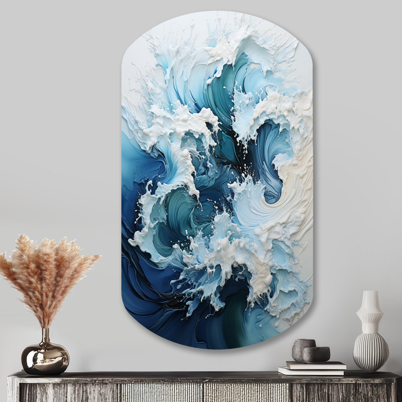 Art mural mural asymétrique en métal Coastal Waves, H 43 po x l 23 po