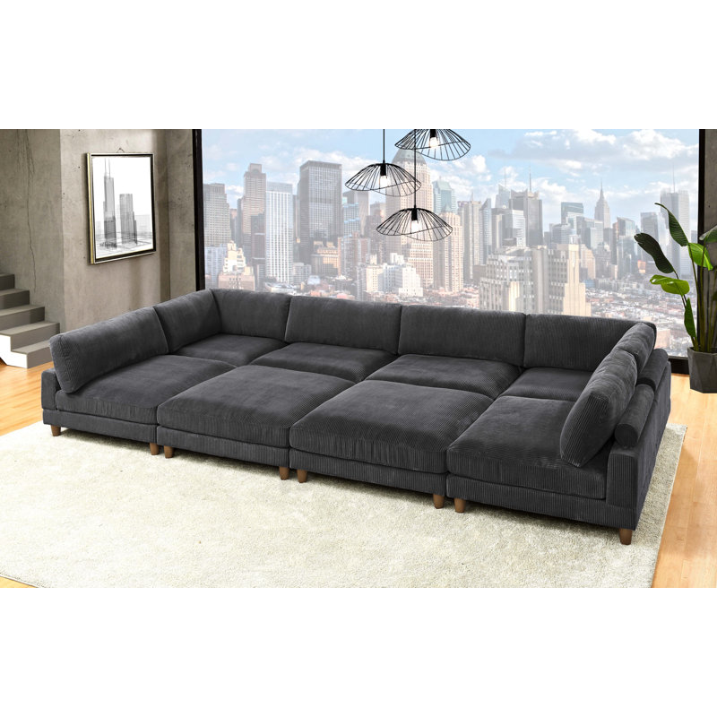 Corduroy Sectional, Gray Corduroy