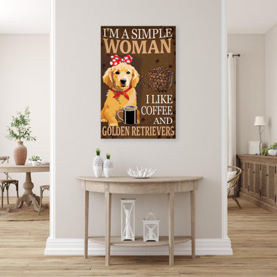 «I Like Coffee And Golden Retriever» - 1 pièce Rect I Like Coffee and Golden Retriever sur toile, impression