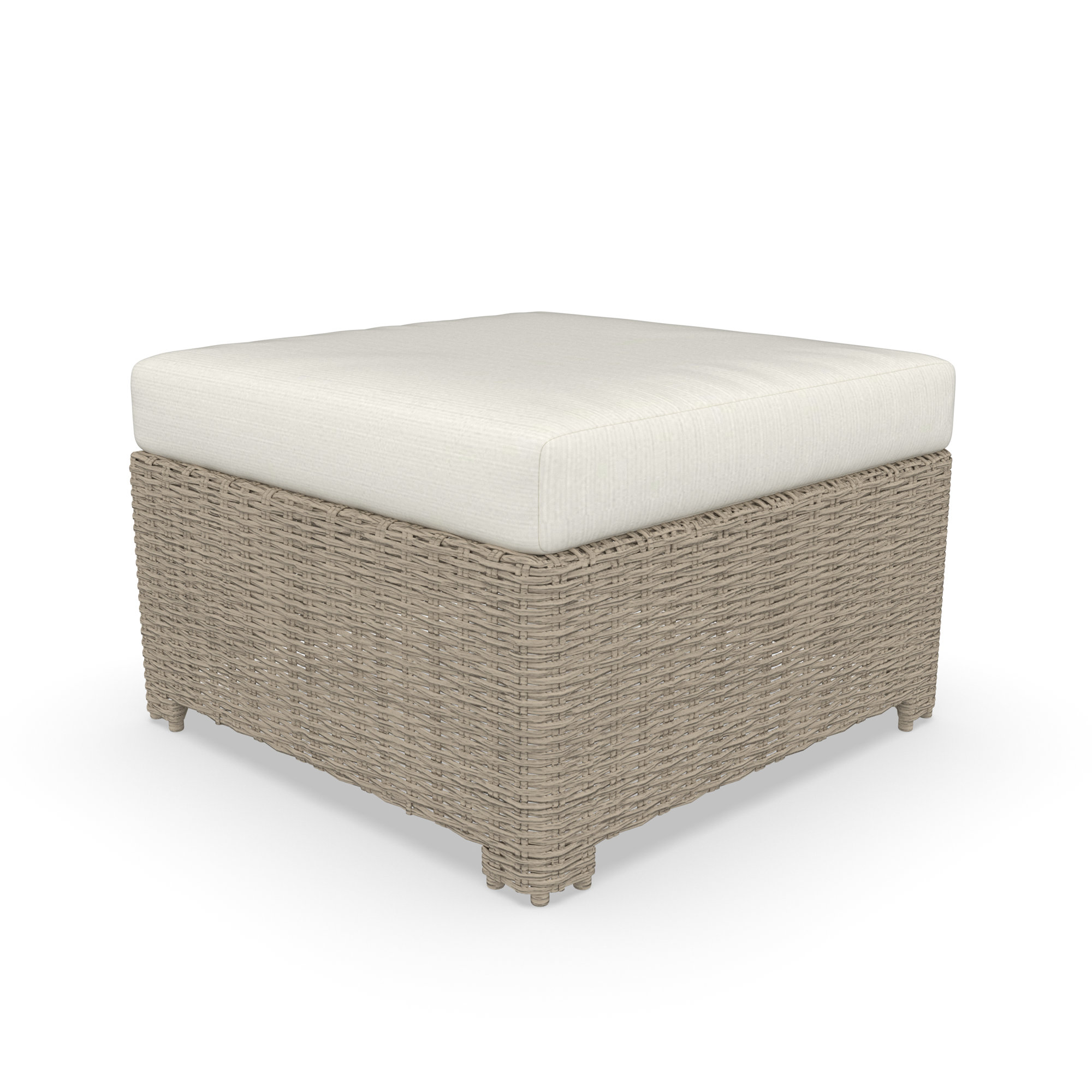 Outdoor Ottoman With Sunbrella Cushions, Canvas Natural