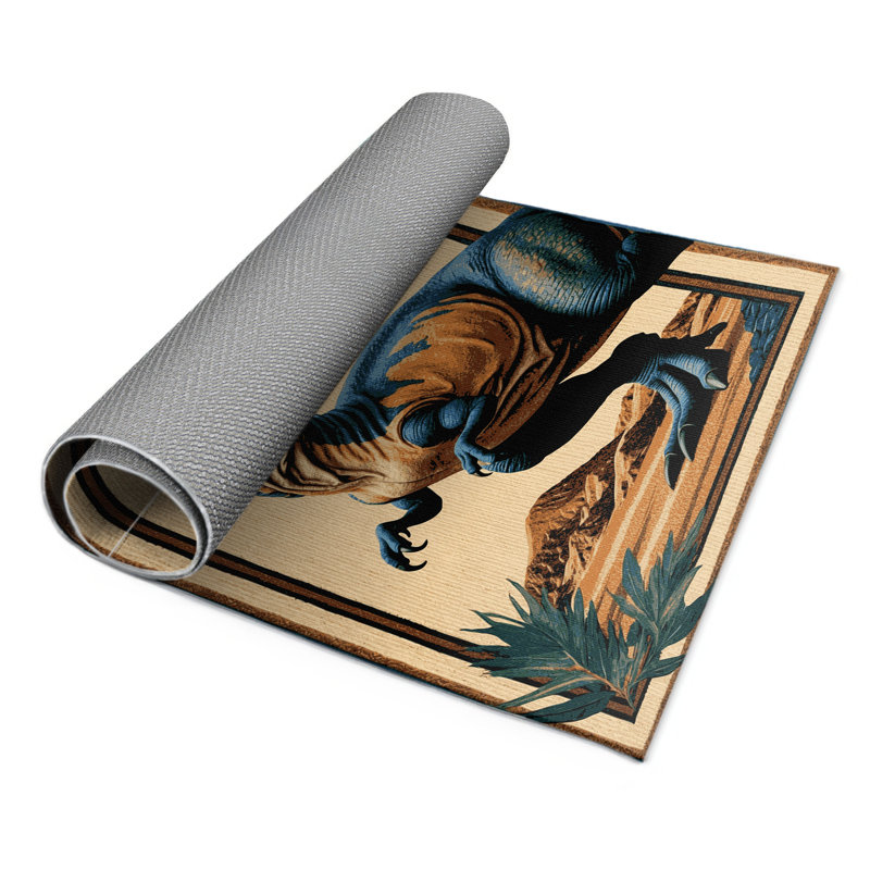 Tapis brun intérieur et extérieur Dinosaurs, Rectangulaire 2 pi x 3 pi