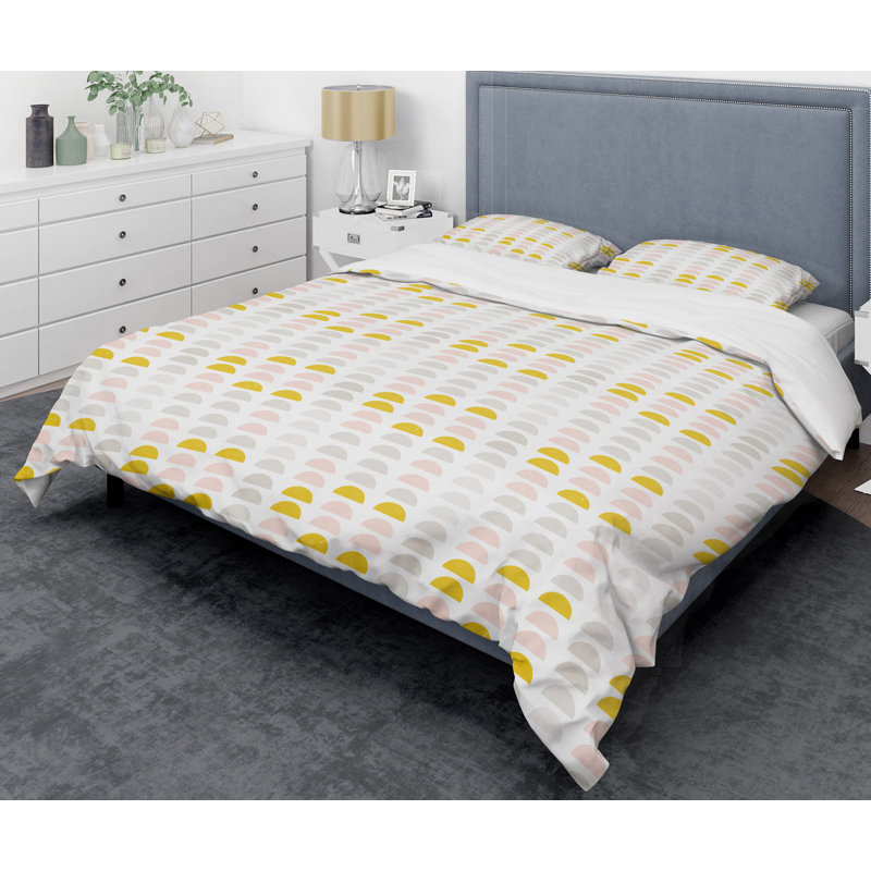 Ensemble de housse de couette à style mid-century à pastel rond iii, Housse simple + 1 taie décorative