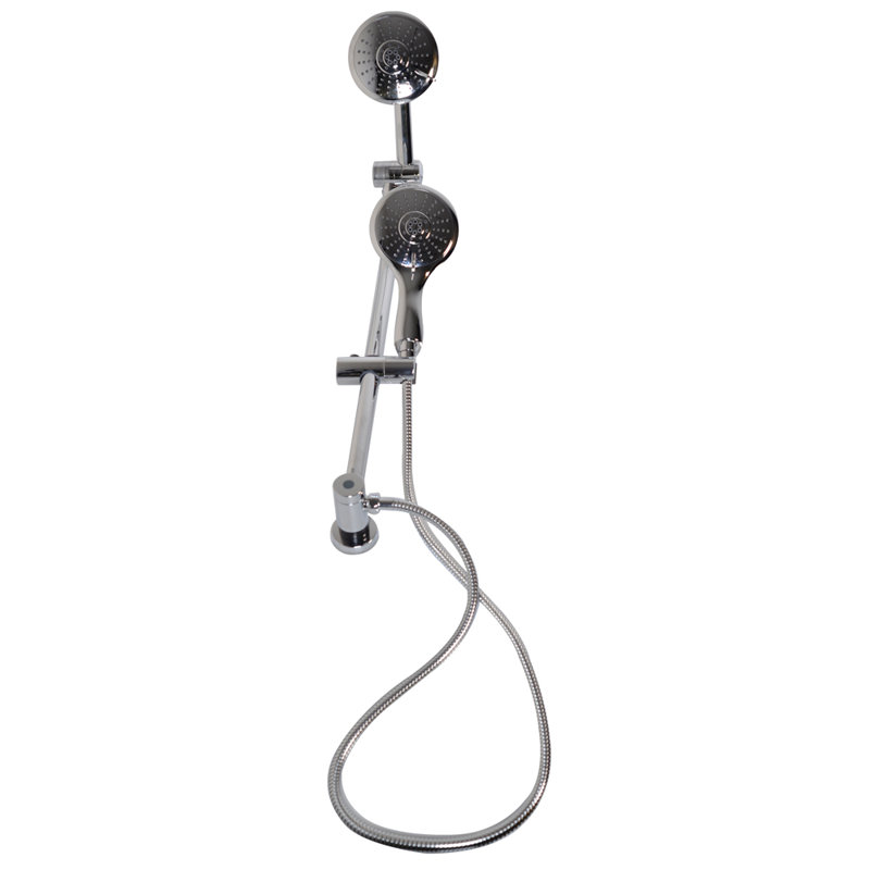 Shower Kit with Adjustable Diverter Extension Bar, 5" 5-Function Shower Head & Hand Held, Polished Chrome