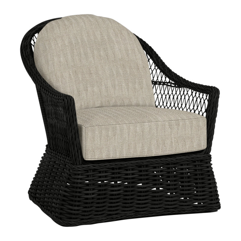 Soho Patio Chair with Cushions, Welt, Black, Herringbone Sand