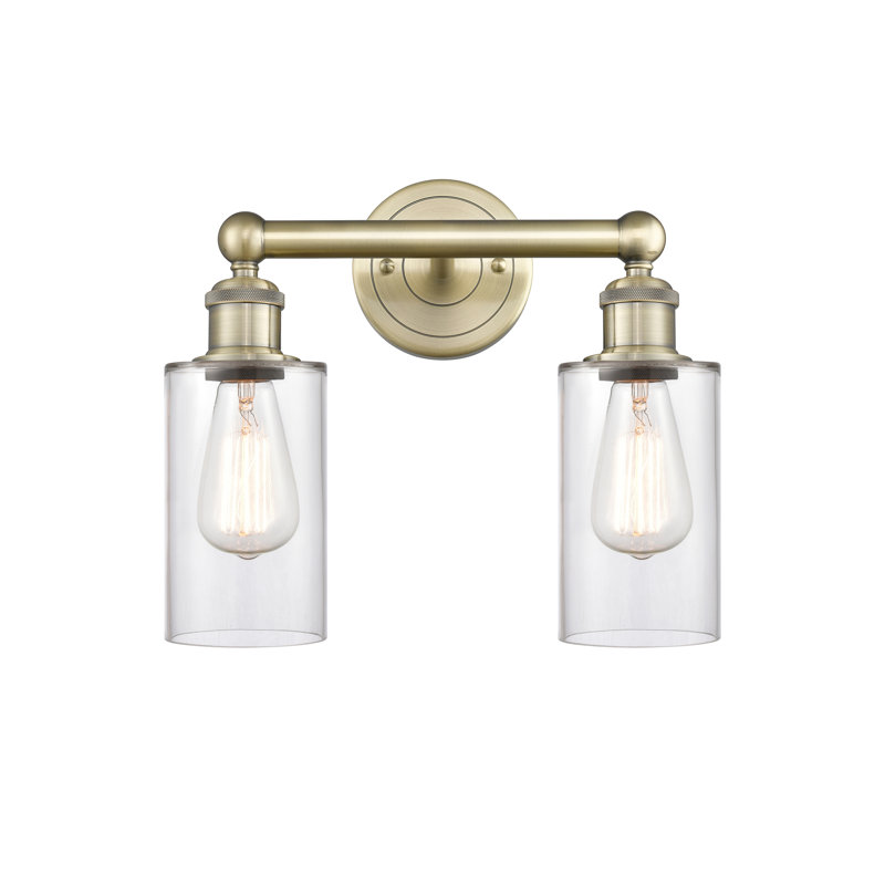 Caldello 2 - Light Dimmable Vanity Light, Clear, Antique Brass