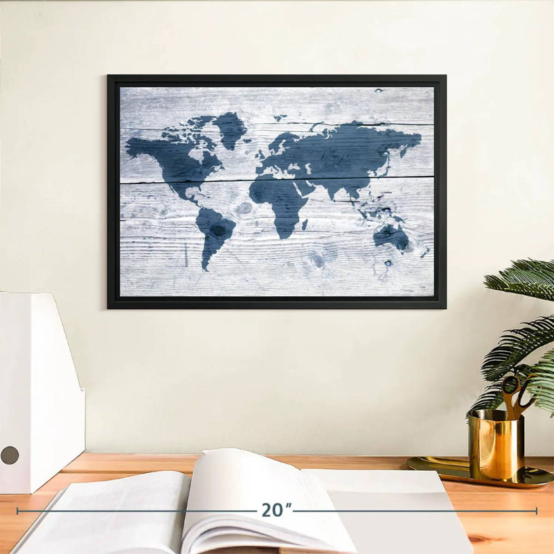 Carte du monde en bois Aliaz II, H 9 po x l 13 po