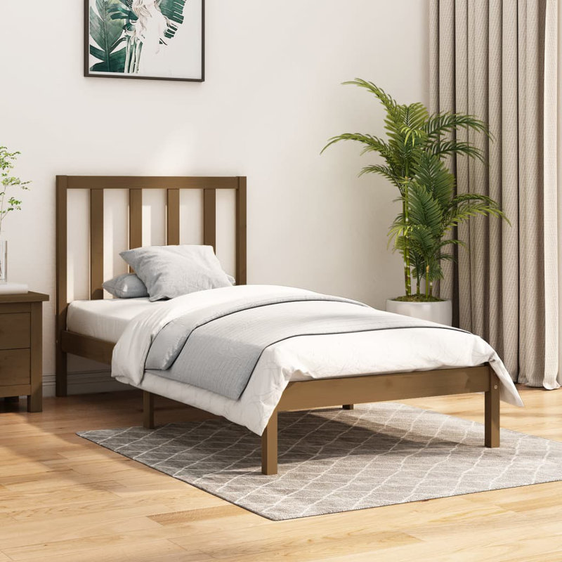Jehieli Solid Wood Bed, Honey Brown, 200 x 200cm