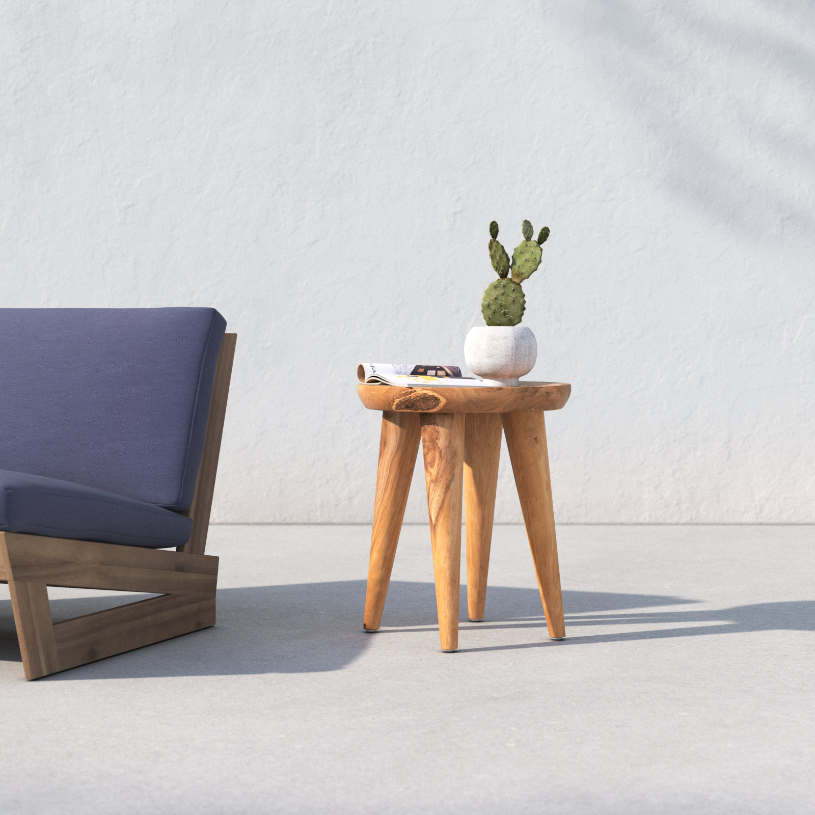 Orlin 16'' Teak Outdoor Side Table, Natural, 20" H x 16" W x 16" L