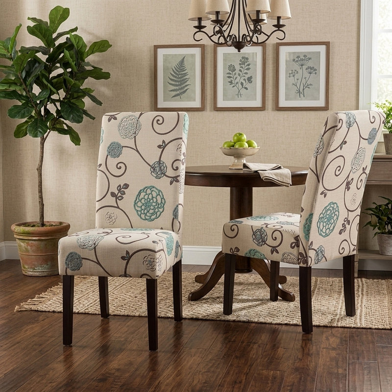 Chaise de salle à manger, Motif floral bleu/blanc