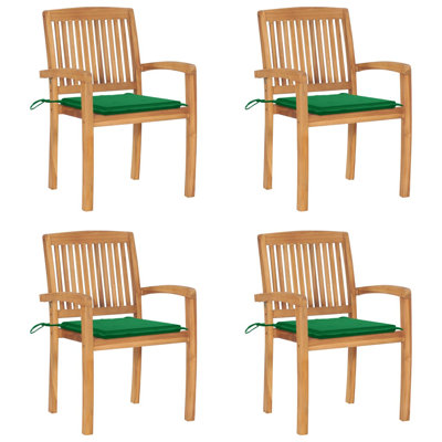 Chaise de patio empilable en teck avec coussin