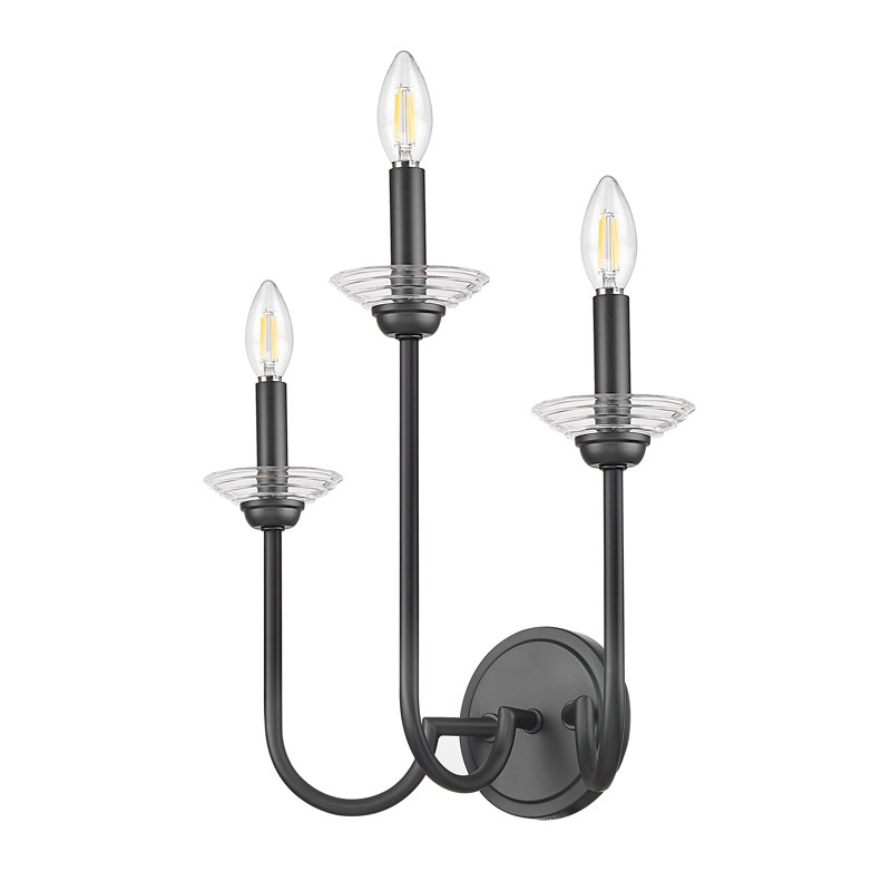 Applique murale texturée Burgett, Noir mat, H 16,25 po x l 15 po x P 8 po, Trois lumières