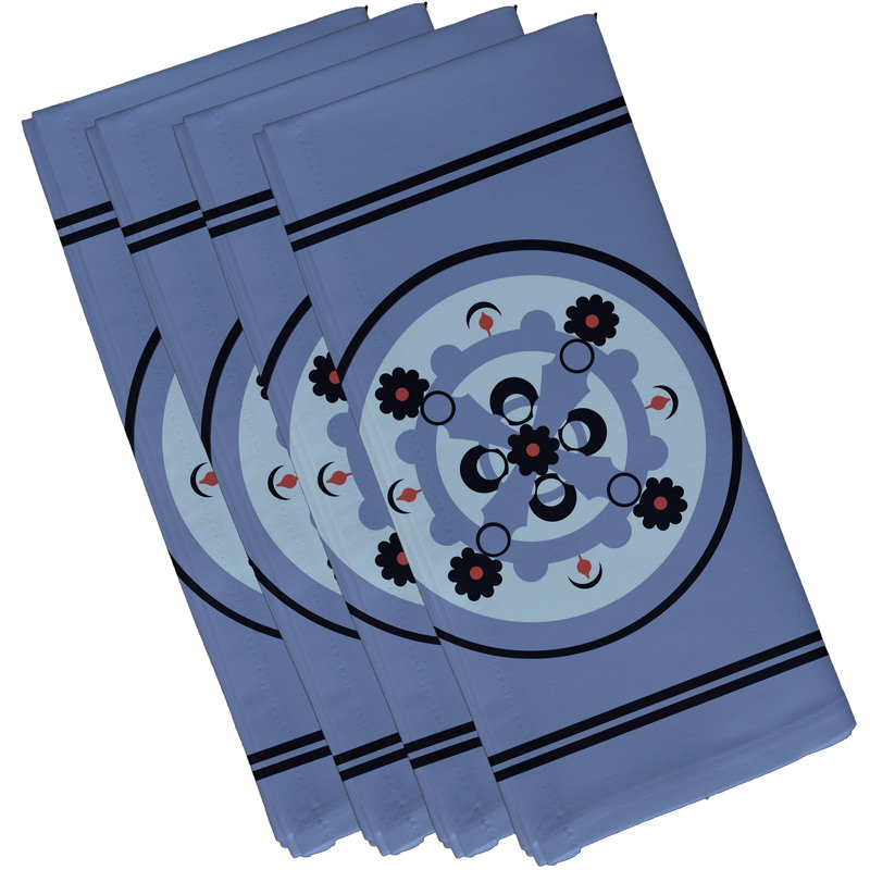 Ensemble de serviettes 4 pièces Souihla, L 18 po x L 18 po, Bleu pâle / Marine