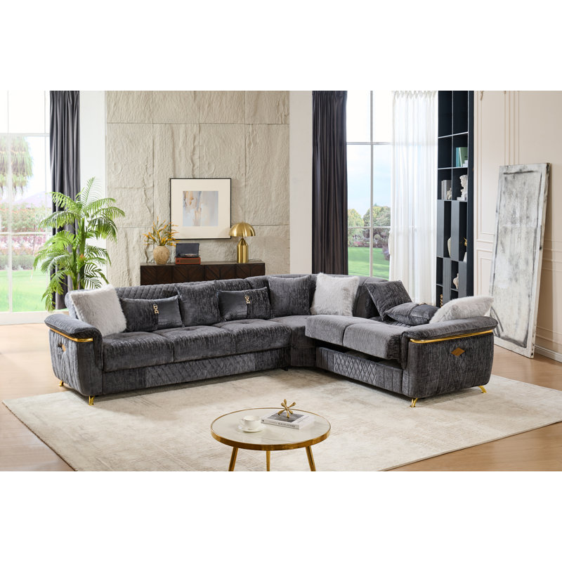 Canapé modulaire réversible Aurora, Tissu gris