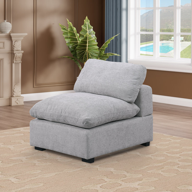 Module modulaire sans accoudoirs pour canapé modulaire Ashari, Polyester gris clair