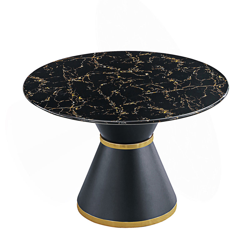 Table de salle à manger ronde en MDF et marbre noir