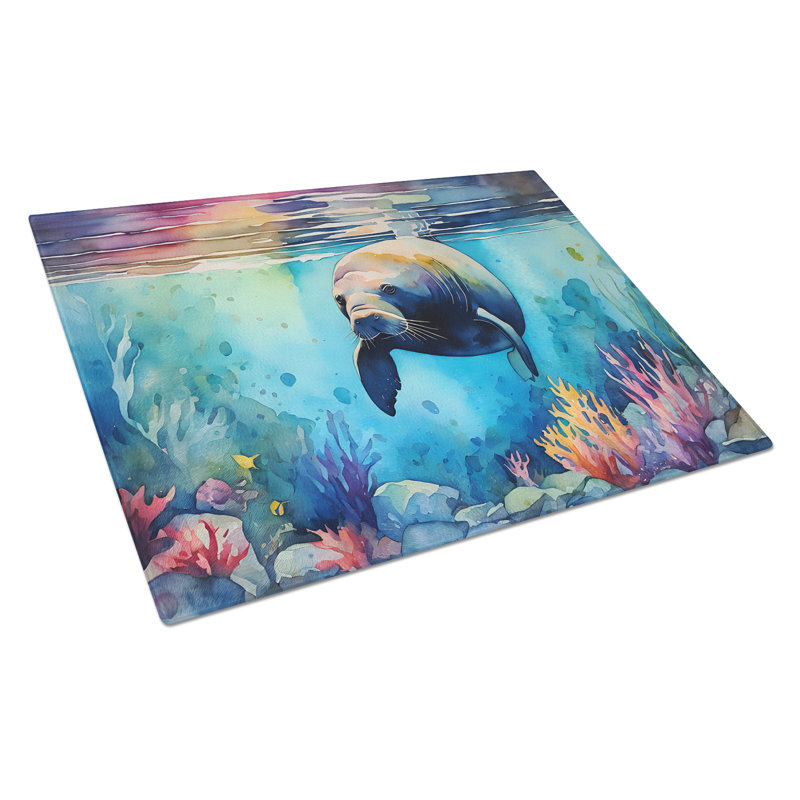 Manatee Glass Cutting Board Large