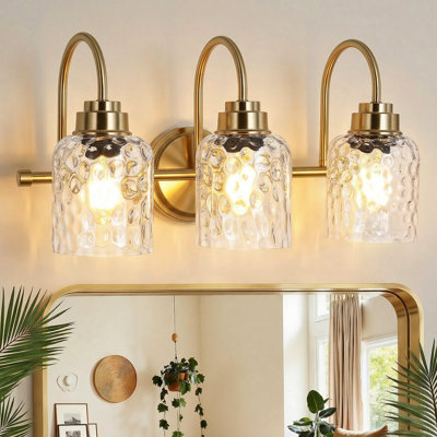 3-Light Vanity Light Cylindrical Glass Bathroom Wall Sconces