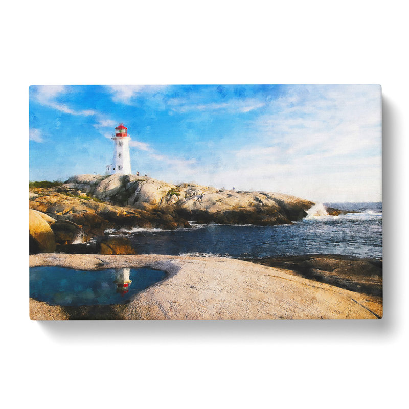 Lighthouse & Seascape In Canada Painting - Wrapped Canvas, 35cm H x 50cm W x 3cm D