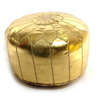 Pouf rond en cuir véritable de 20 po de largeur