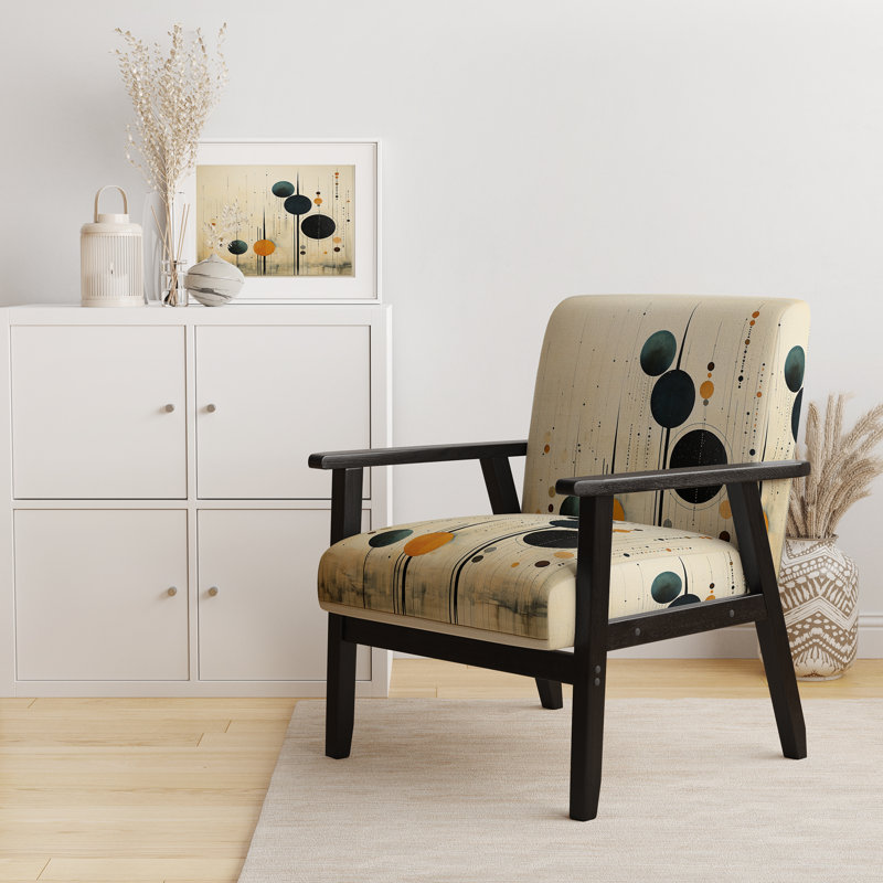 Fauteuil rembourré moderne coloré Mid Century Minimalist Oasis IV, Accoudoirs carrés noirs