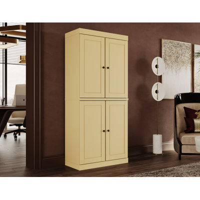 100% Solid Wood 6-Shelf Bookcase, Raised Panel Doors, Adjustable Shelves, 32" Wide, 71.5" Tall by Red Barrel Studio