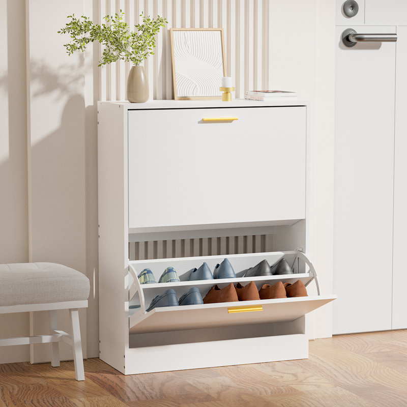 10 Pair Flip Down Shoe Storage, White
