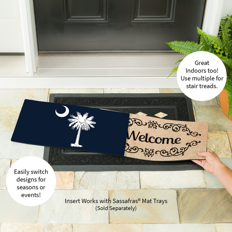 Tapis d'entrée antidérapant Welcome South Carolina Palmetto Sassafras Switch 22 po x 10 po
