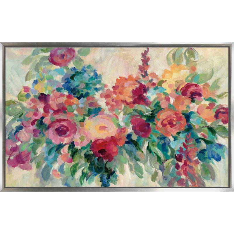 Marché aux fleurs - Peinture, Cadre flottant argent, H 21,5 po x l 33,5 po x P 2 po