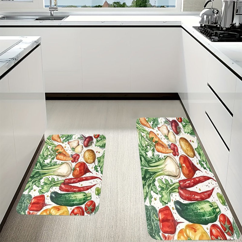 Tapis de cuisine multicolore aquarelle