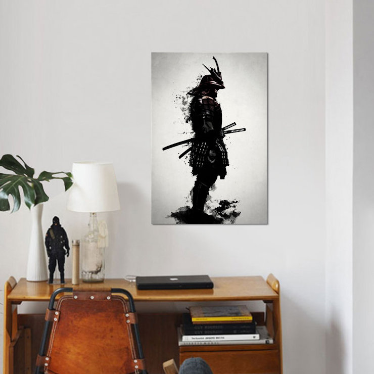 «Armoured Samurai», impression sur toile, H 18 po x l 12 po x P 1,5 po, Pas de tapis, Toile tendue