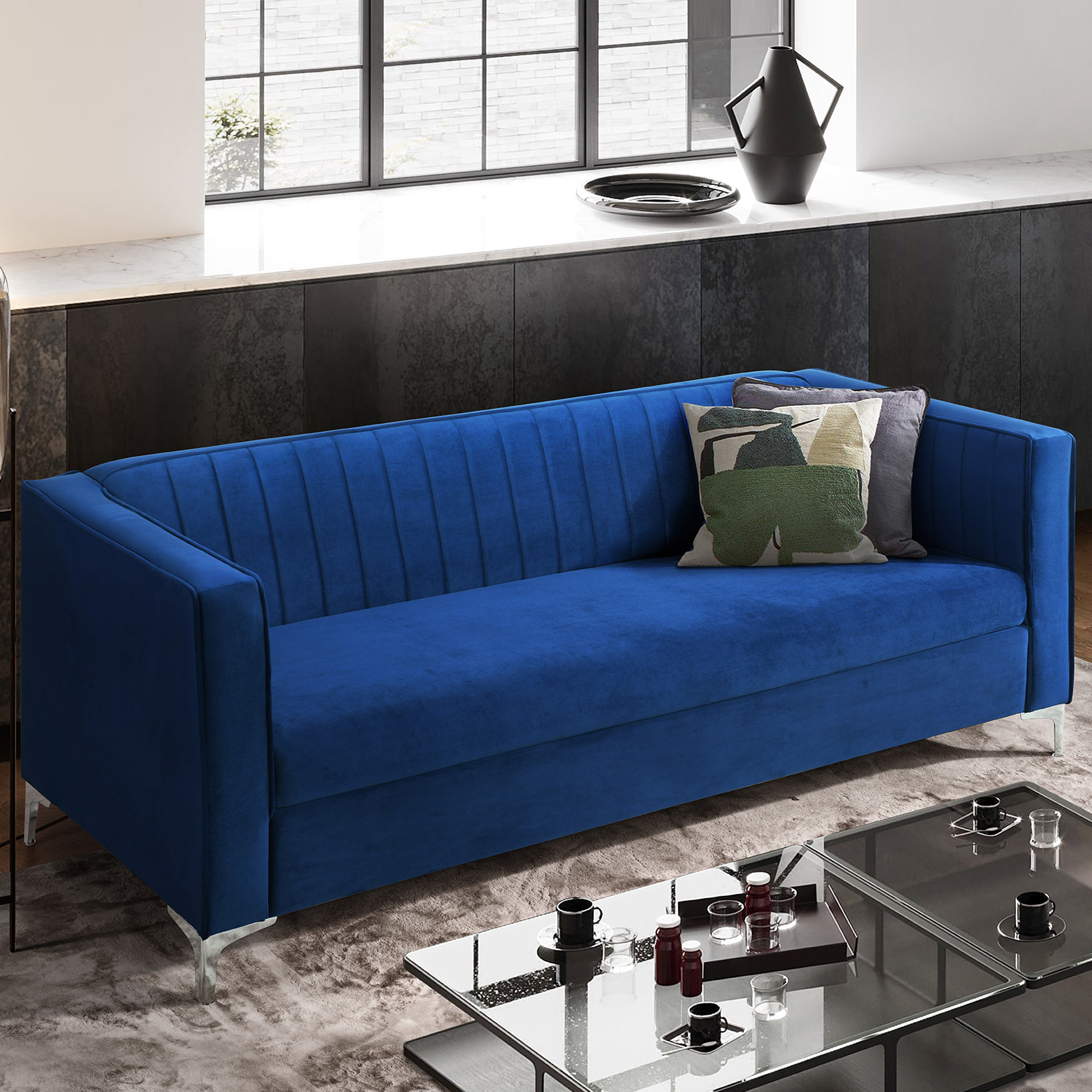 Mercer41 Nikhit 77.4'' Velvet Sofa Wayfair