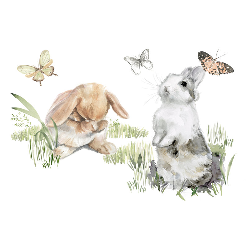 English Bunnies I by Jennifer Paxton Parker - Painting, 81cm H x 122cm W, Wrapped Canvas