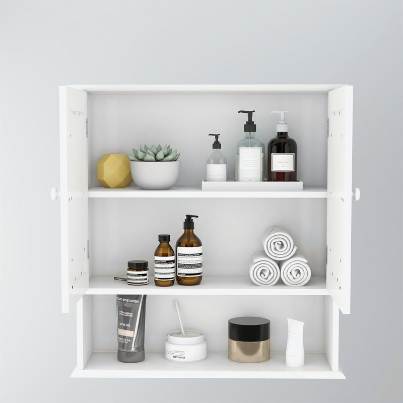 Armoire murale de salle de bain à double porte miroir - Économie d'espace et tablettes réglables peintes à la mode