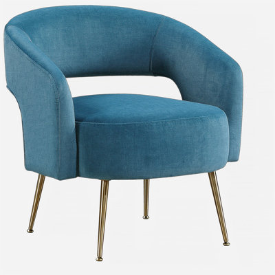 Fauteuil d'appoint moderne en velours sarcelle doux et moelleux, rembourrage en mousse confortable, pieds dorés, meubles de salon luxueux, 1 pièce