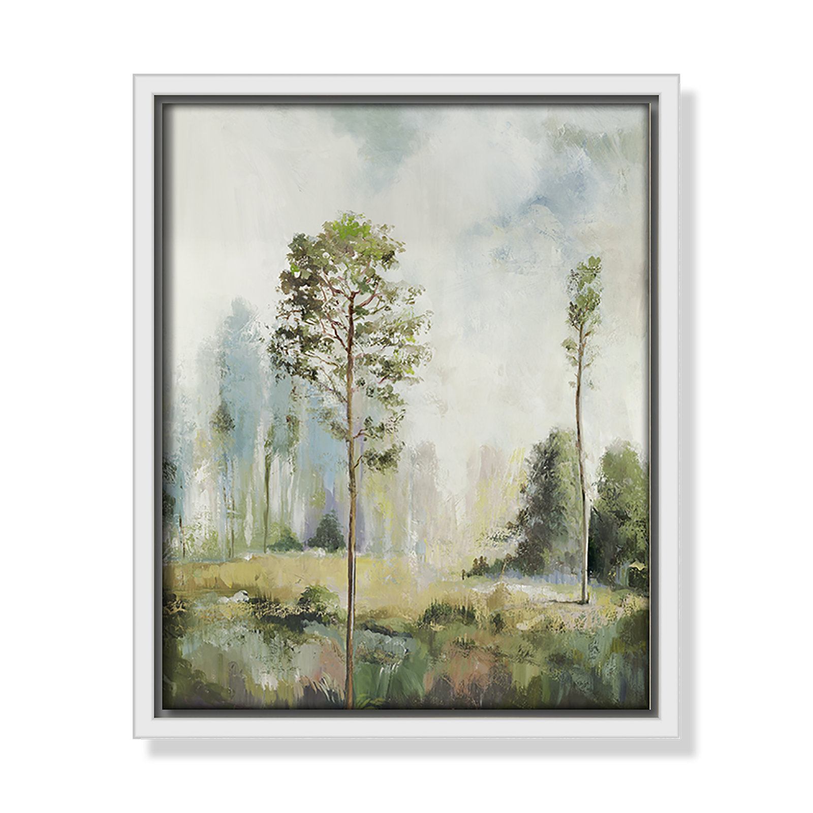 Teton "Tall Green Trees I" Print by Allison Pearce, 11.5" H x 9.5" W, White