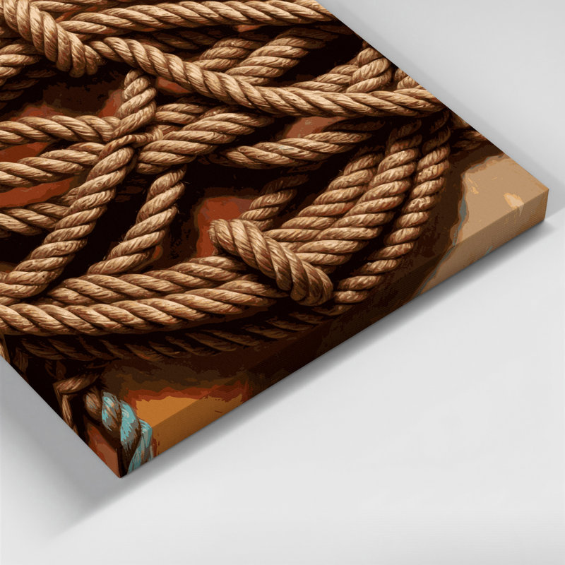 Southwestern Cowboy Lasso and Rope 71 Brown Canvas Wall Art, H 16 po x l 16 po
