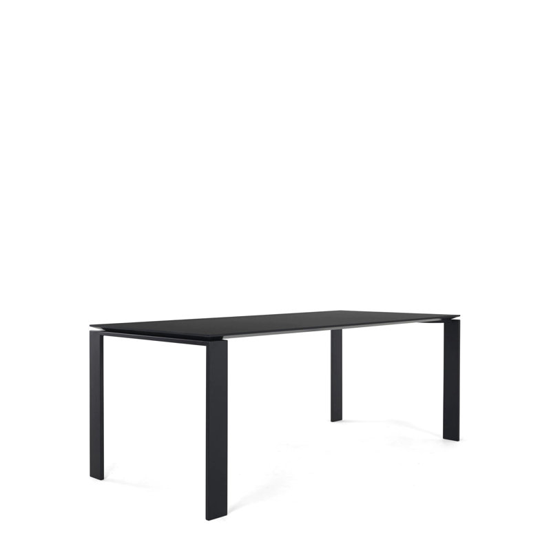Four Metal Base Dining Table, Black, 28" H x 75" W x 35" D