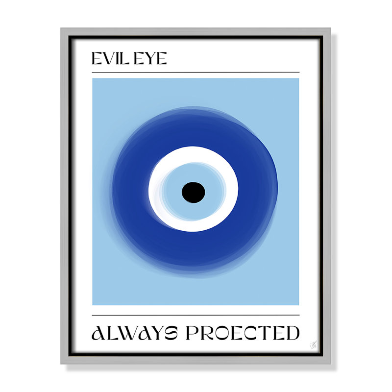 «Evil Eye» par Volfova, Toile avec cadre, Flottant argent, 12.5'' W x 15.5'' H