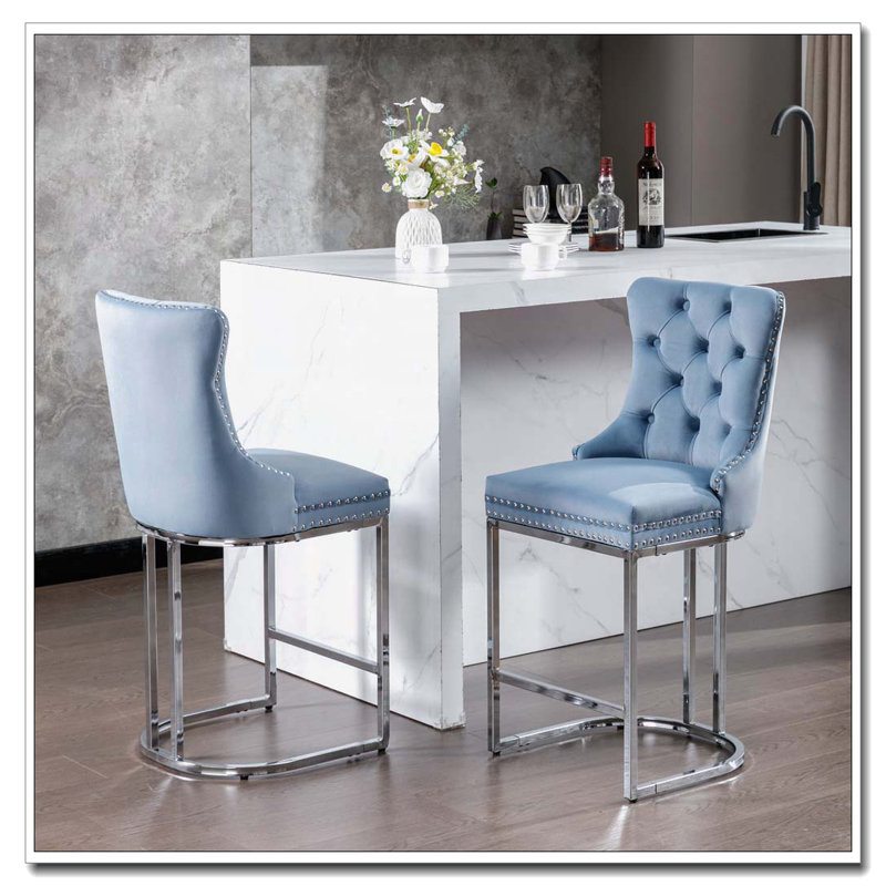 Tabourets de bar à hauteur de comptoir, Bleu clair