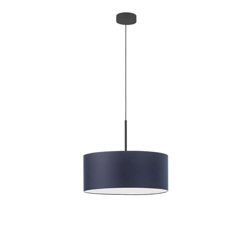 Aubryn 3 - Light Drum Pendant, Navy Blue, 120cm H x 40cm W x 40cm D, Black