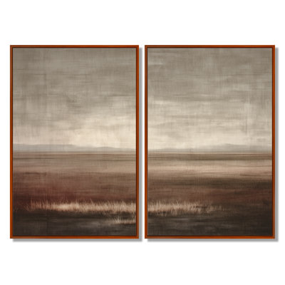 «Vintage Minimalisme Coastal Sunset Landscape», reproduction d'art sur toile, art mural brun, 2 pièces