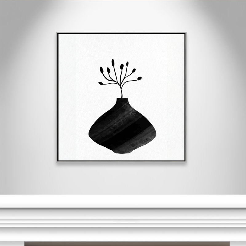 «Black Vase II - Square Version Print» par Kimberly Allen, Argent, H 37,5 po x l 37,5 po